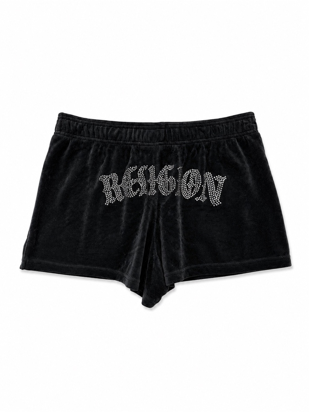 True Religion Crystal Logo Velour Shorts Black Size Large